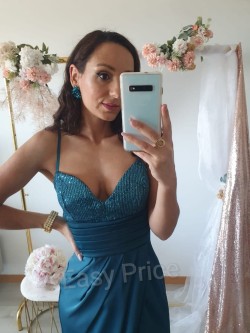 Vestido Cetim Eva com Lantejoulas